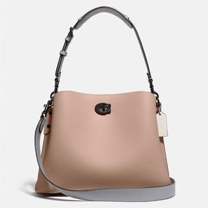Coach Willow Shoulder Bag in pewter/taupe colorblock